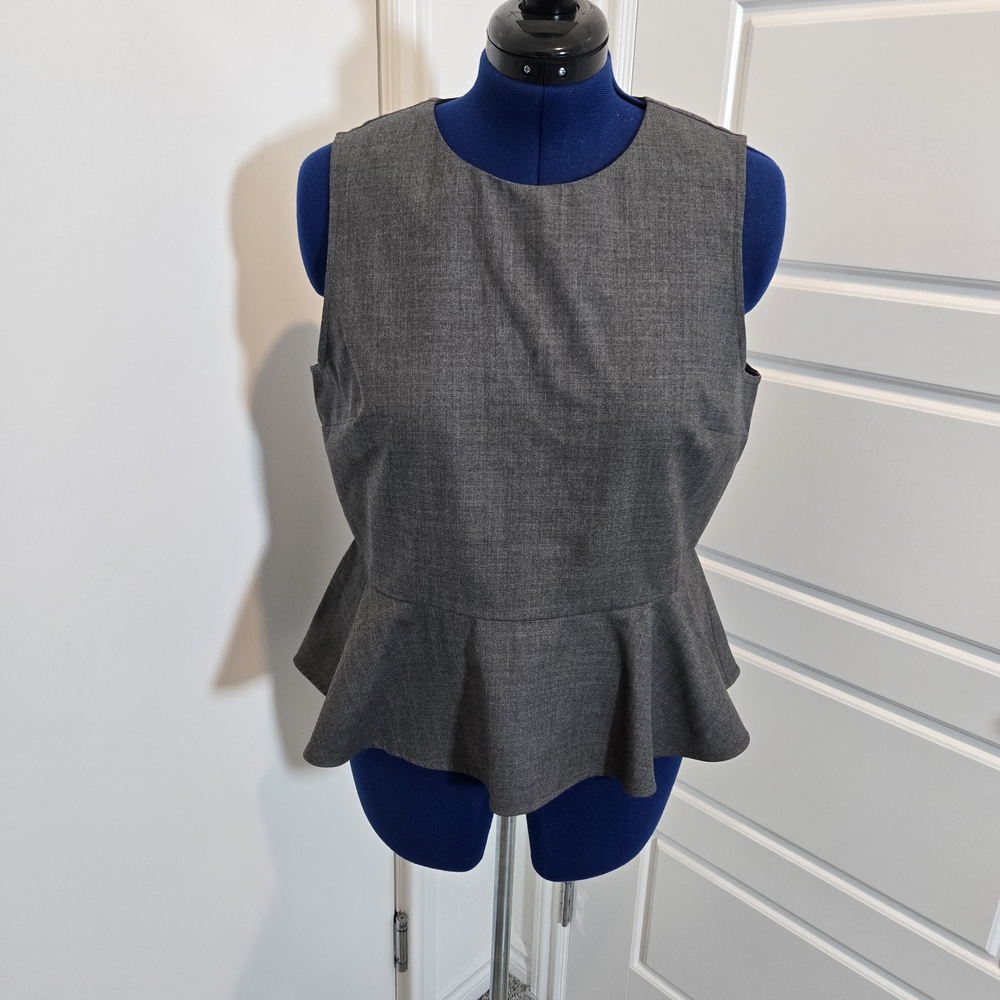 J. Crew Charcoal Sleeveless Peplum Blouse